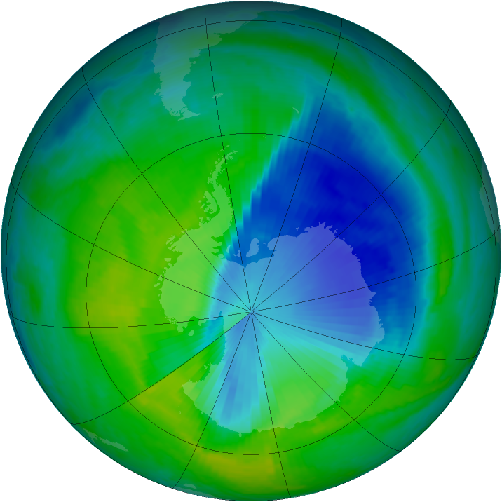Antarctic ozone map for 08 December 1999